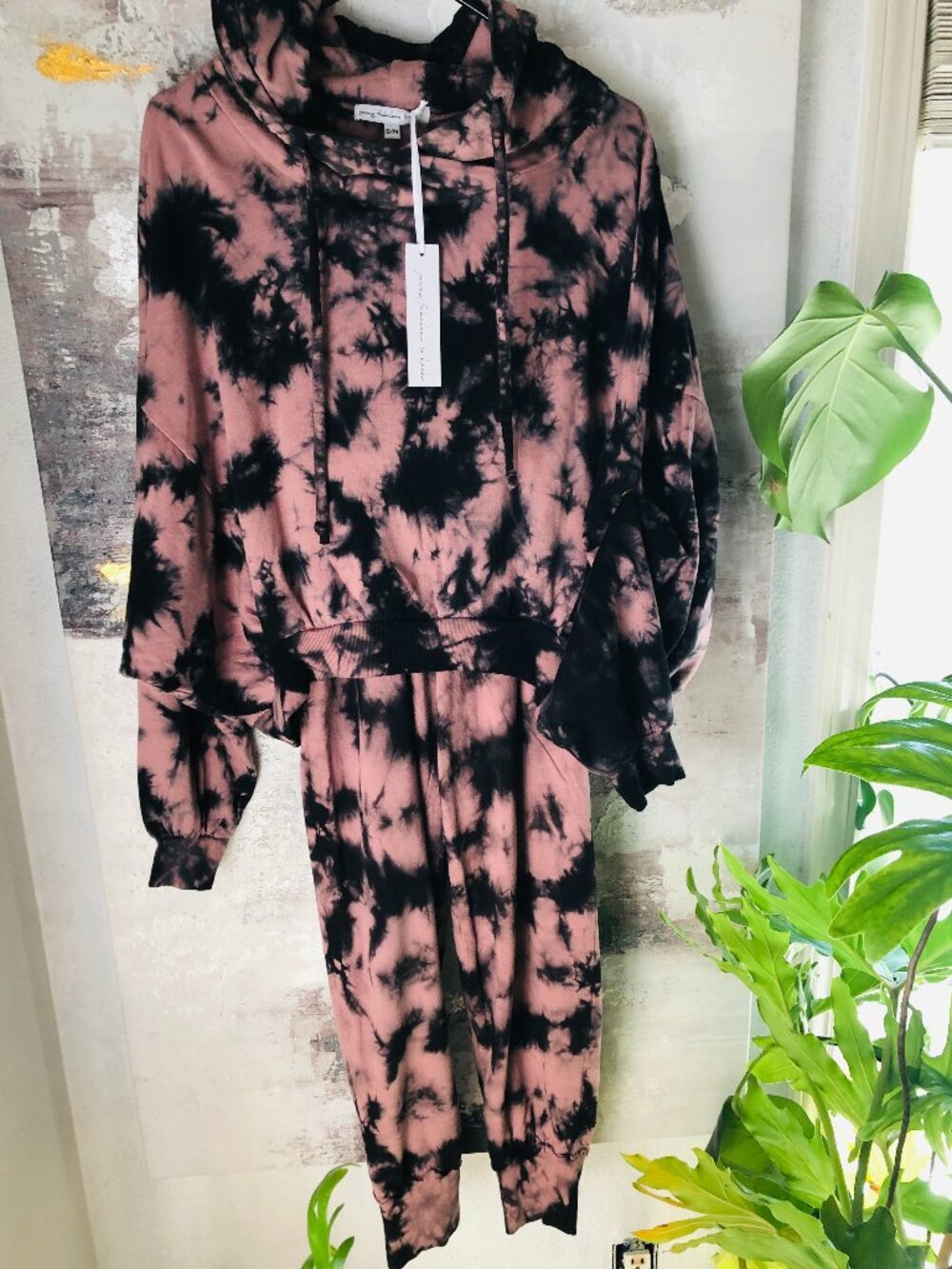 NWT Young Fabulous & Broke Hoodie Tie Cropped Sweatshirt and Pant set